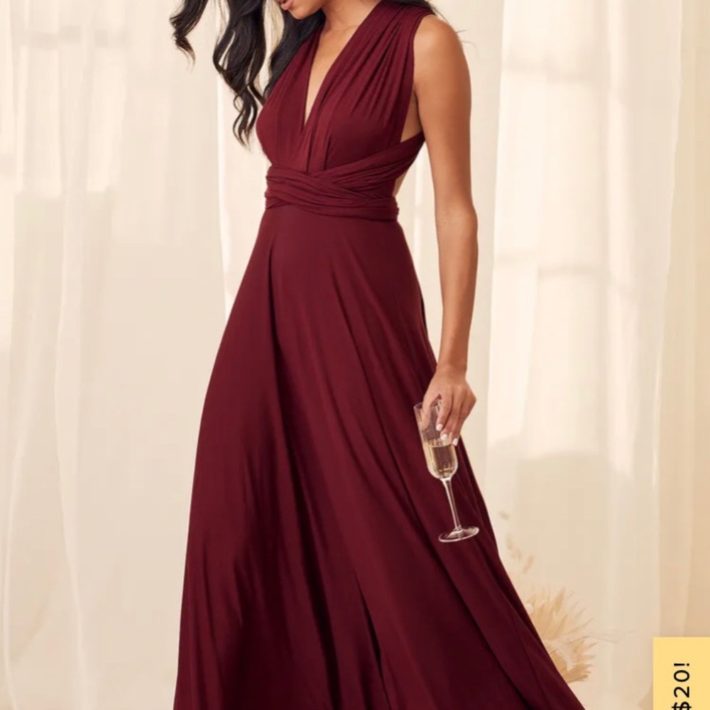 Lulu’s convertible burgundy maxi dress